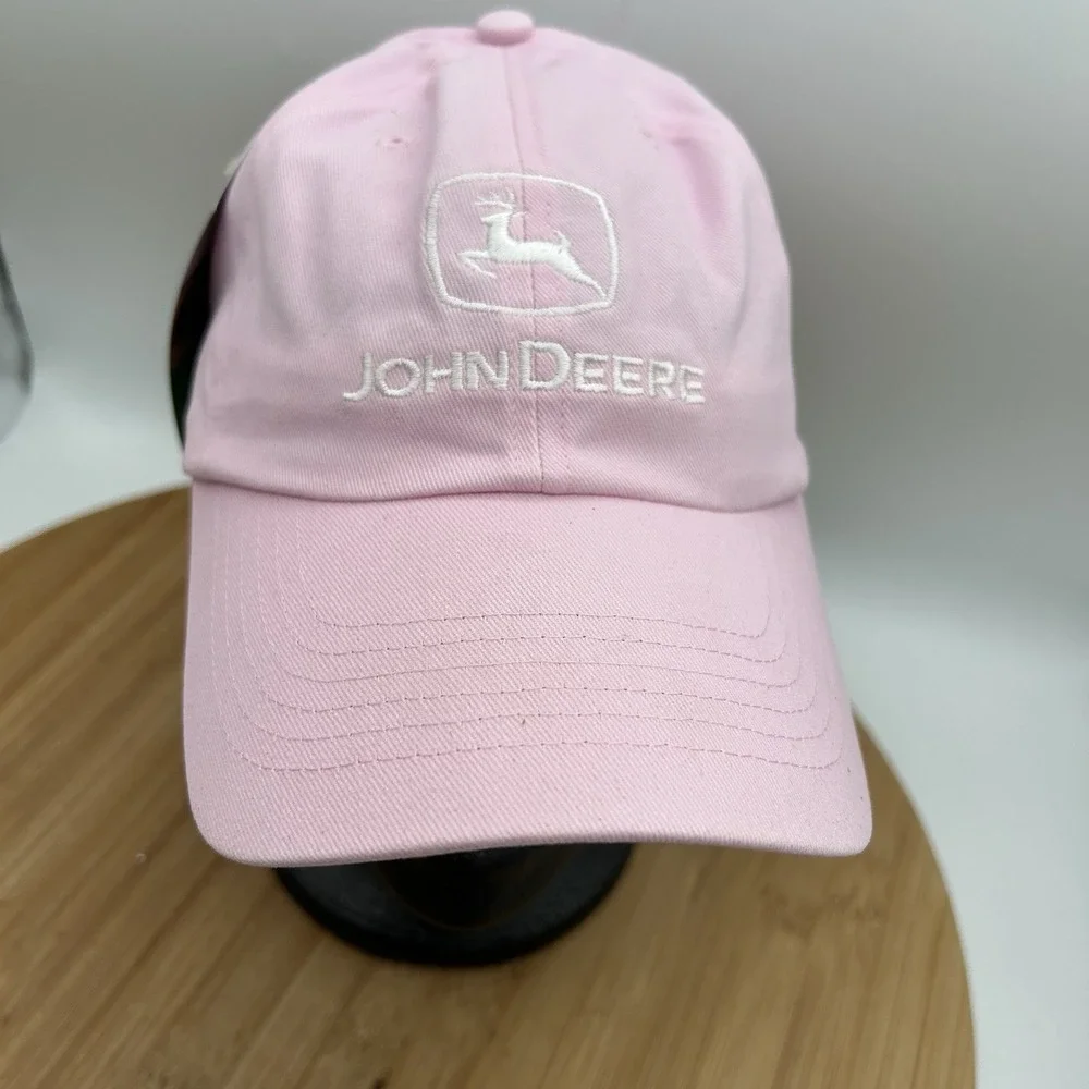 John Deere Baseball Cap Hat Womens Pink One Size Adjustable Embroidered Logo NWT